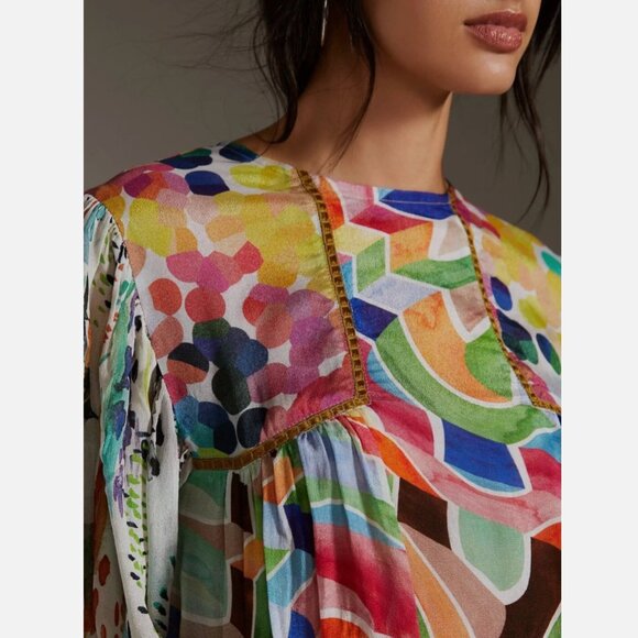 ANTHROPOLOGIE Bl-nk London Miranda Peasant Blouse Size XXS - Picture 2 of 8